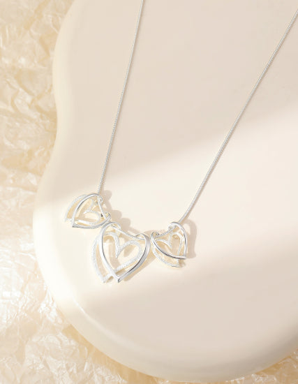 Multi Heart Silver Necklace