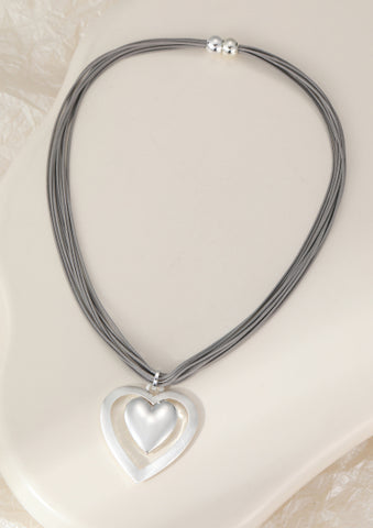 Duo Heart Silver Necklace