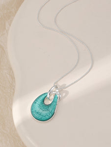 Turquoise pendant silver plated adjustable necklace