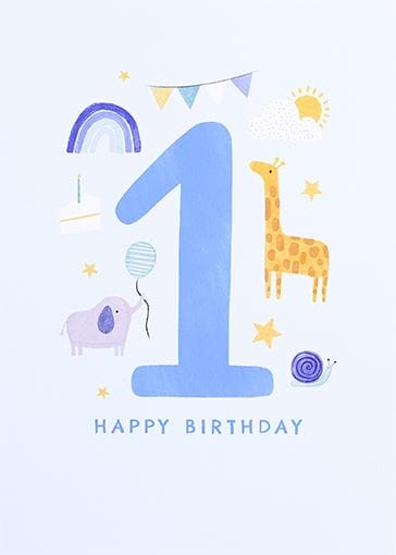 1st Happy Birthday Blue Card Cards Birthday Ages Paperlink 