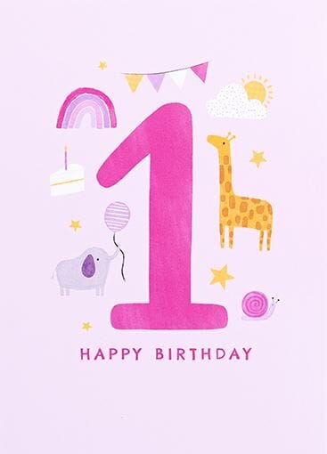 1st Happy Birthday Pink Card Cards Birthday Ages Paperlink 