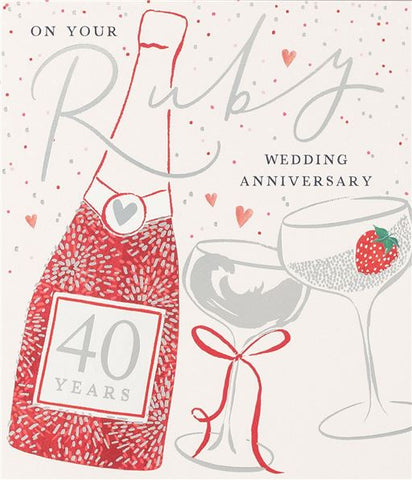 Ruby Wedding Anniversary Card Gift Shop East Kilbride