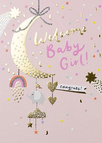 Welcome Baby Girl Card Cards Baby Paperlink 