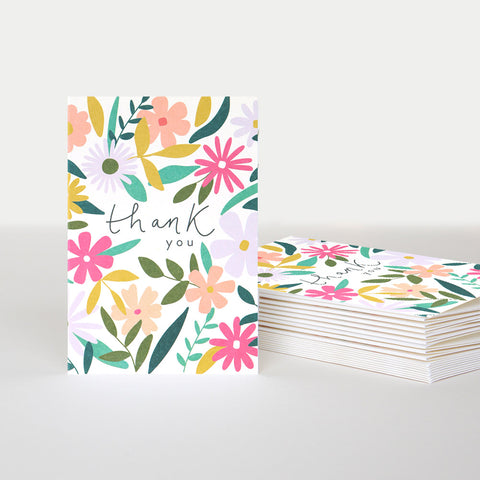 Thank You Floral Notecards Pack of 10 Caroline Gardner