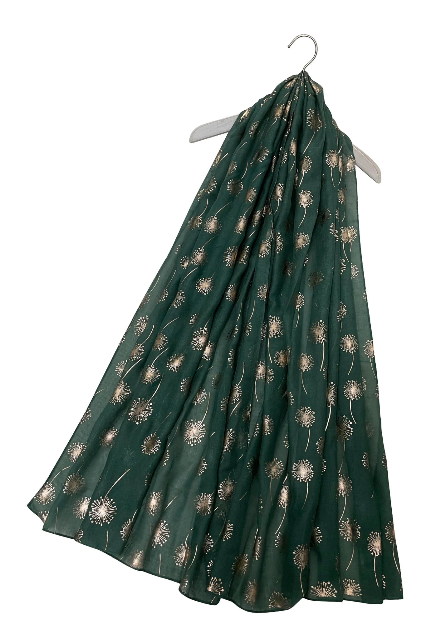 Dandelion Foil Green & Rose Gold Scarf Pretty Little Things - gift shop East Kilbride