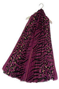 Leopard & Zebra print scarf in pink