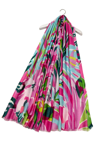 Floral Leaf Pink Scarf - Gift Shop East Kilbride Glasgow