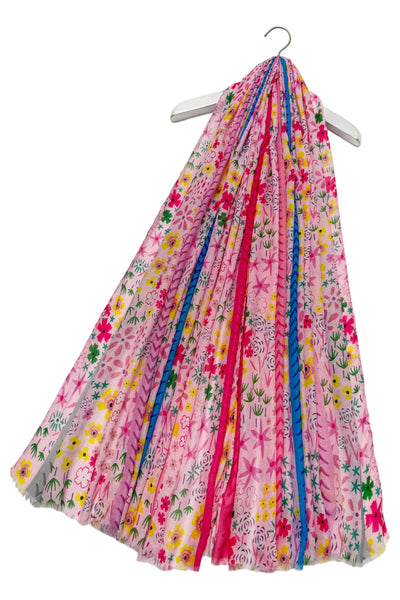 Floral & Stripe Pink Scarf - Gift Shop East Kilbride Glasgow
