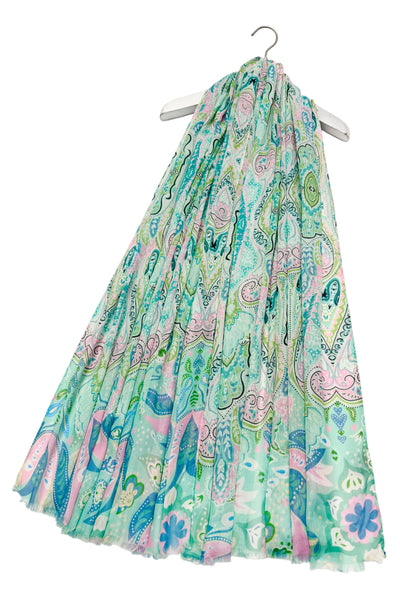 Paisley Print Aqua Scarf - Gift Shop East Kilbride Glasgow