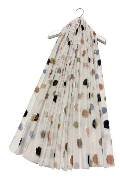 Polka Dot Off White Scarf Gift Shop East Kilbride Glasgow