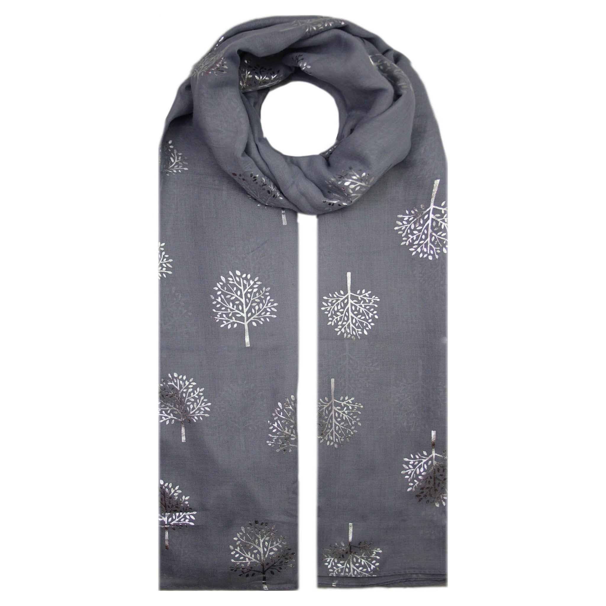 Scarf - Tree Foil Grey & Silver Scarves Pretty Little Things 