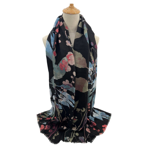 Scarf – Floral Leaves Black Scarves Pretty Little Things 