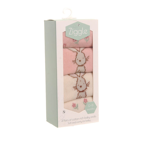 Ziggle Baby Sock Set Bunnies. New Baby Gift.