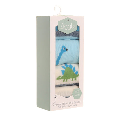 Ziggle Baby Sock Set Dinosaur. New Baby Gift.