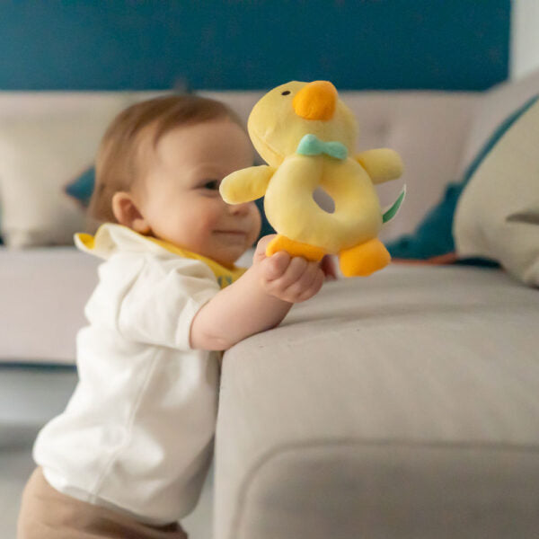 Ziggle Plush Baby Rattle Duck. New Baby Gifts.