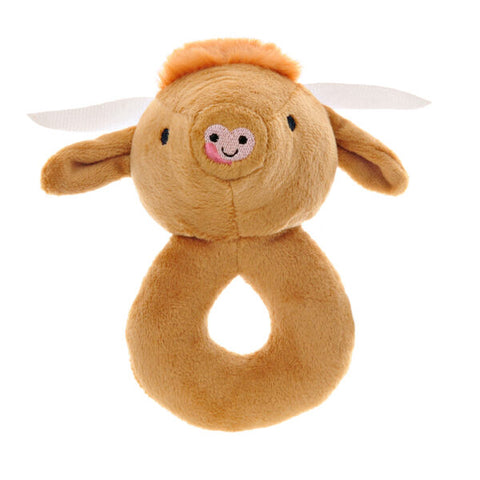 Ziggle Plush Baby Rattle Highland Cow. New Baby Gifts.