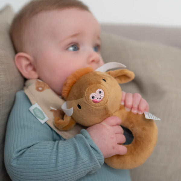 Ziggle Plush Baby Rattle Highland Cow. New Baby Gifts.
