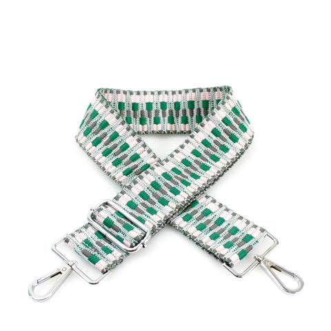 Bag Strap - Blocks Green (Silver Metal) Handbag Straps Pretty Little Things 