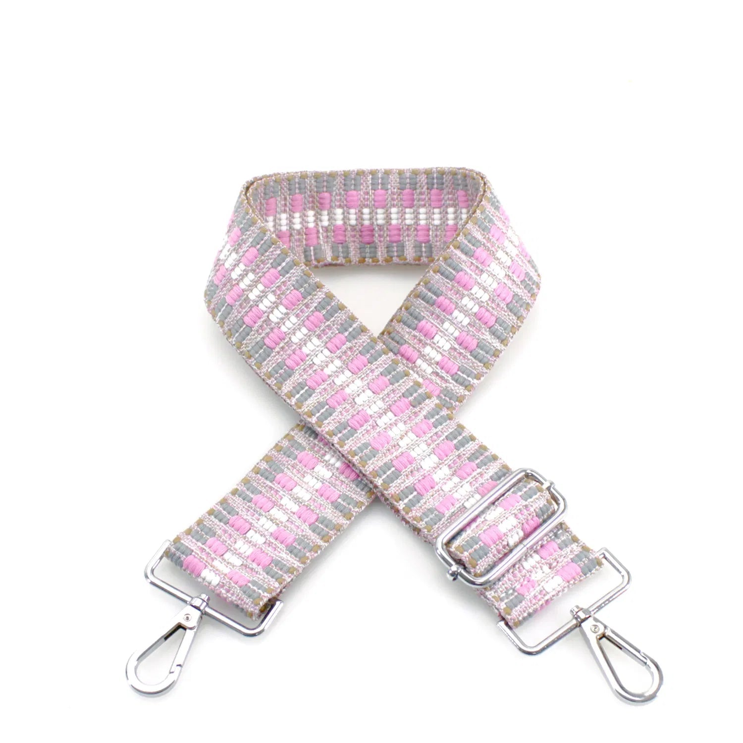 Bag Strap - Blocks Pink (Silver Metal) Handbag Straps Pretty Little Things 