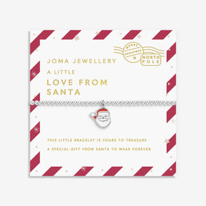 Shop Joma Jewellery’s Kids ‘Love From Santa’ Bracelet. Silver-plated with Santa charm, perfect Christmas gift for kids with gift bag