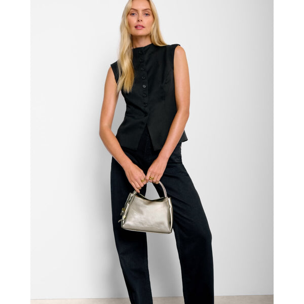 Katie Loxton Nova Patent Crackle Top Handle Bag in Pewter