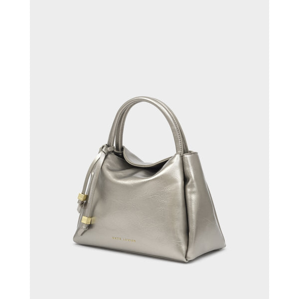 Katie Loxton Nova Patent Crackle Top Handle Bag in Pewter
