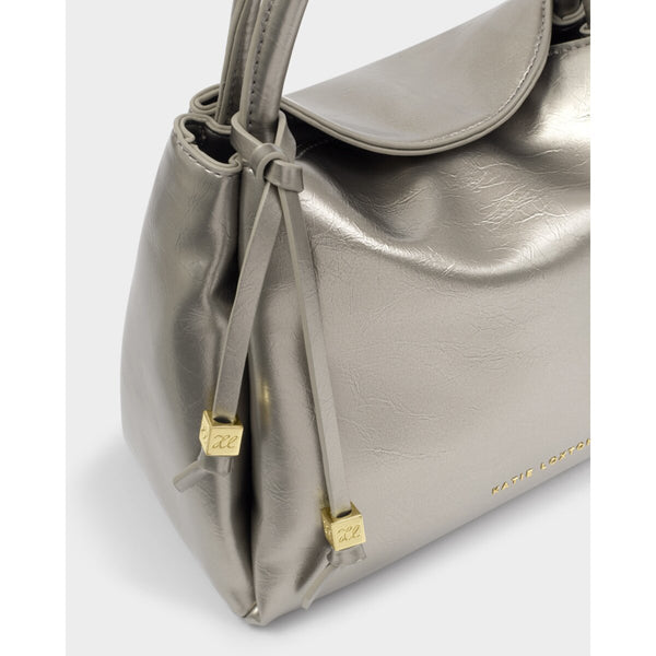 Katie Loxton Nova Patent Crackle Top Handle Bag in Pewter