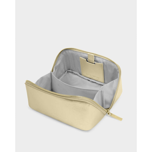 Katie Loxton Fold-Out Mirror Makeup Bag Gold Patent Crackle East Kilbride