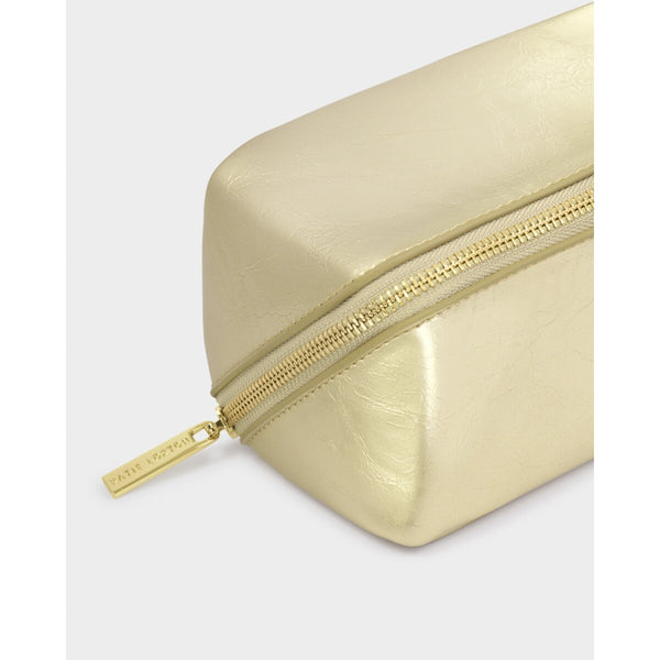Katie Loxton Fold-Out Mirror Makeup Bag Gold Patent Crackle East Kilbride