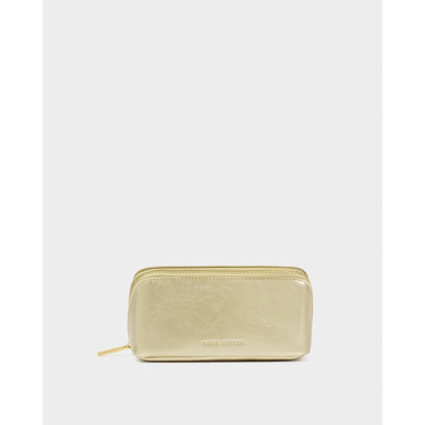 Katie Loxton Fold-Out Mirror Makeup Bag Gold Patent Crackle East Kilbride