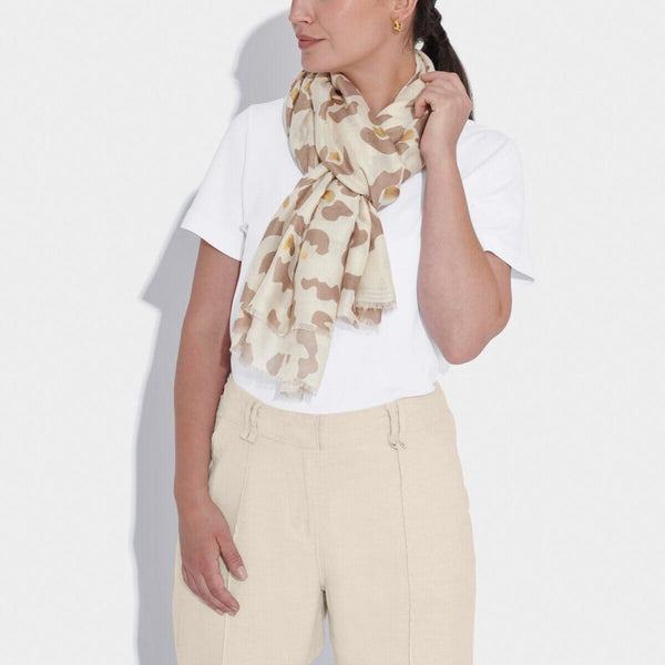 Katie Loxton Abstract Flower Foil Scarf – Light Taupe Katie Loxton Scarves Katie Loxton 