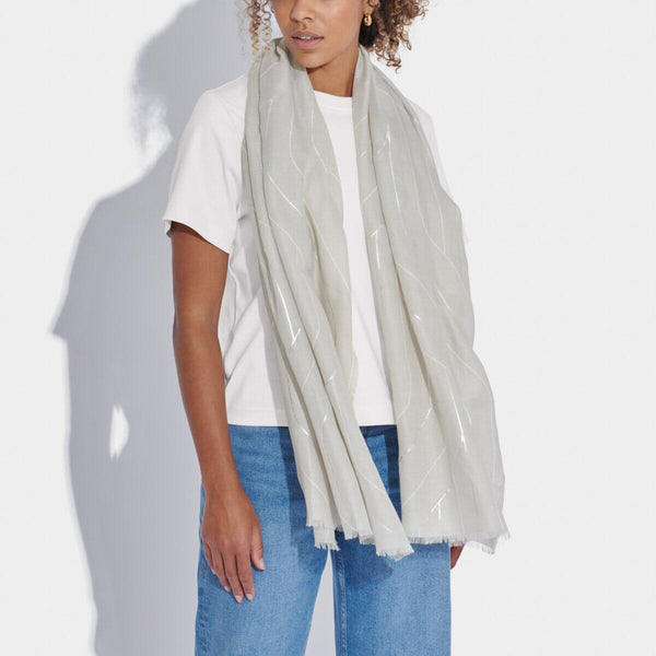 Katie Loxton Geometric Line Foil Scarf – Grey Katie Loxton Scarves Katie Loxton 