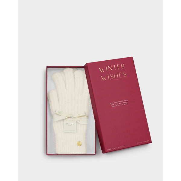 Katie Loxton white soft gloves in gift box
