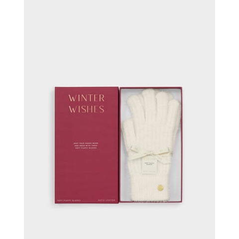 Katie Loxton white soft gloves in gift box