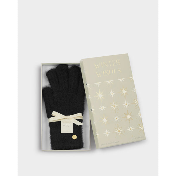 Katie Loxton black knitted cosy gloves in a gift box