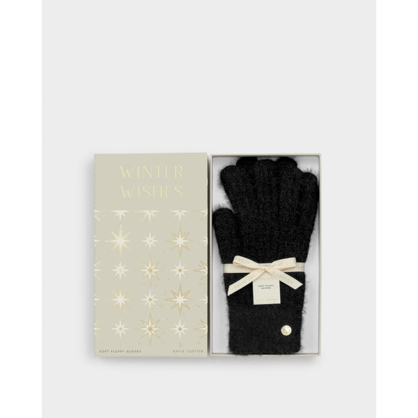 Katie Loxton black knitted cosy gloves in a gift box