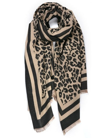 Scarf - Winter Leopard Black & Beige Scarves Pretty Little Things 
