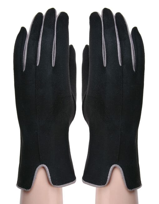 Gloves - Contrast Edge Black Gloves Pretty Little Things 