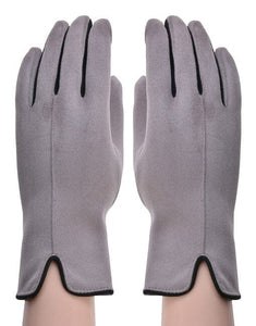 Gloves - Contrast Edge Grey Gloves Pretty Little Things 