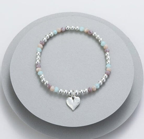 Bracelet – Heart with Pastel Colours Silver Bracelets Pretty Little Things 