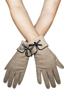 Gloves - Dainty Bow Beige
