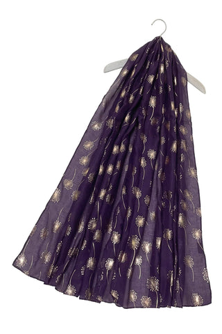 Scarf - Dandelion Foil Purple & Rose Gold Scarves Pretty Little Things 