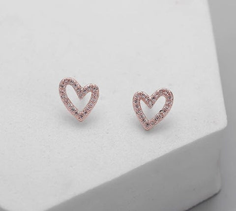 Earrings - Sparkle Heart Rose Gold Earrings Pretty Little Things 
