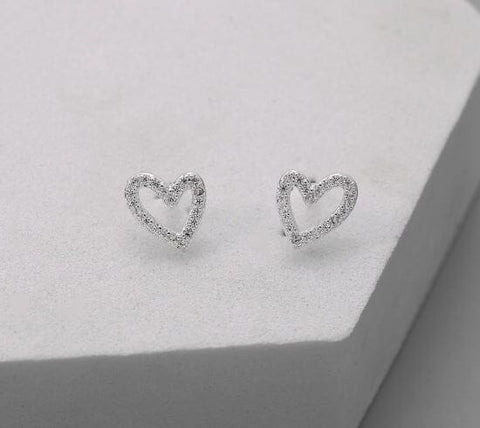 Earrings - Sparkle Heart Silver Earrings Pretty Little Things 