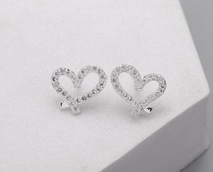 Earrings – Open Sparkle Heart Silver Earrings Pretty Little Things 