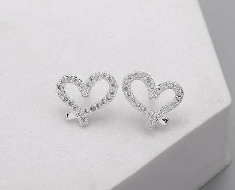 Earrings – Open Sparkle Heart Silver Earrings Pretty Little Things 