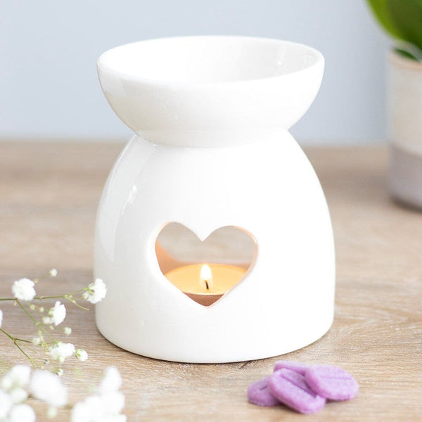 Wax Melt & Oil Burner - Heart White Burners & Accessories Pretty Little Things 