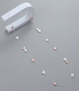 Necklace - Hammered Heart Long Silver & Rose Gold Necklaces Pretty Little Things 