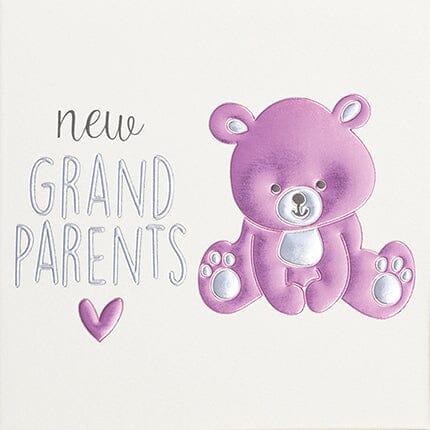 Card - New Grandparents Pink Bear Cards Baby Wendy Jones Blackett 