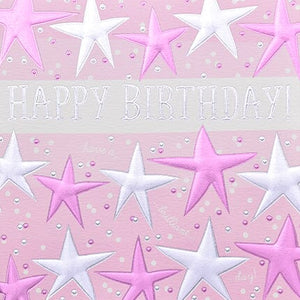 Card - Happy Birthday Pink Stars